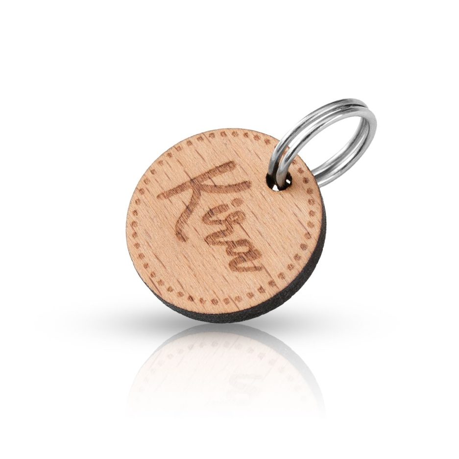 Chapa redonda personalizada de madera para mascotas