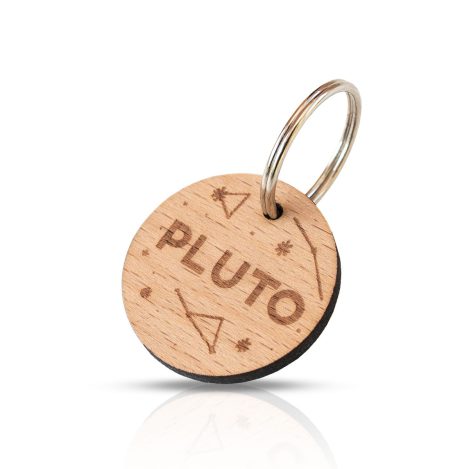 Chapa redonda de madera personalizada para mascotas con constelaciones