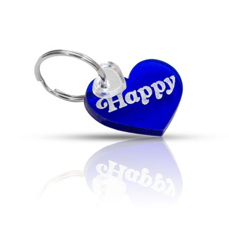 Chapa de metacrilato azul oscuro para collar de mascotas en forma de corazón del modelo Corazón con abalorio