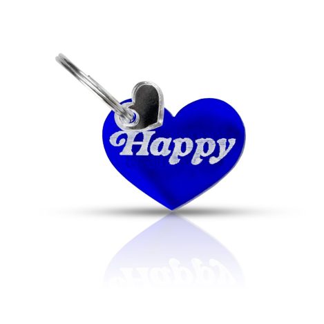 Chapa en forma de corazón personalizada de metacrilato azul para collar de mascotas en modelo Corazón con abalorio