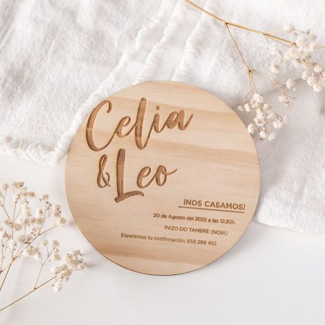 Invitación de madera modelo Isla para bodas